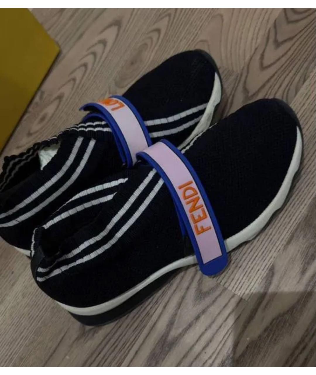 FENDI Черные текстильные кроссовки, фото 3