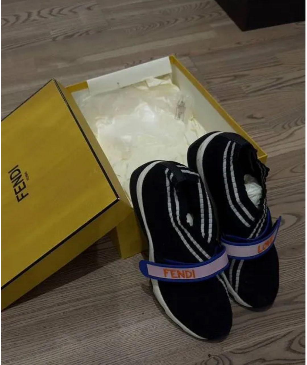 FENDI Черные текстильные кроссовки, фото 7