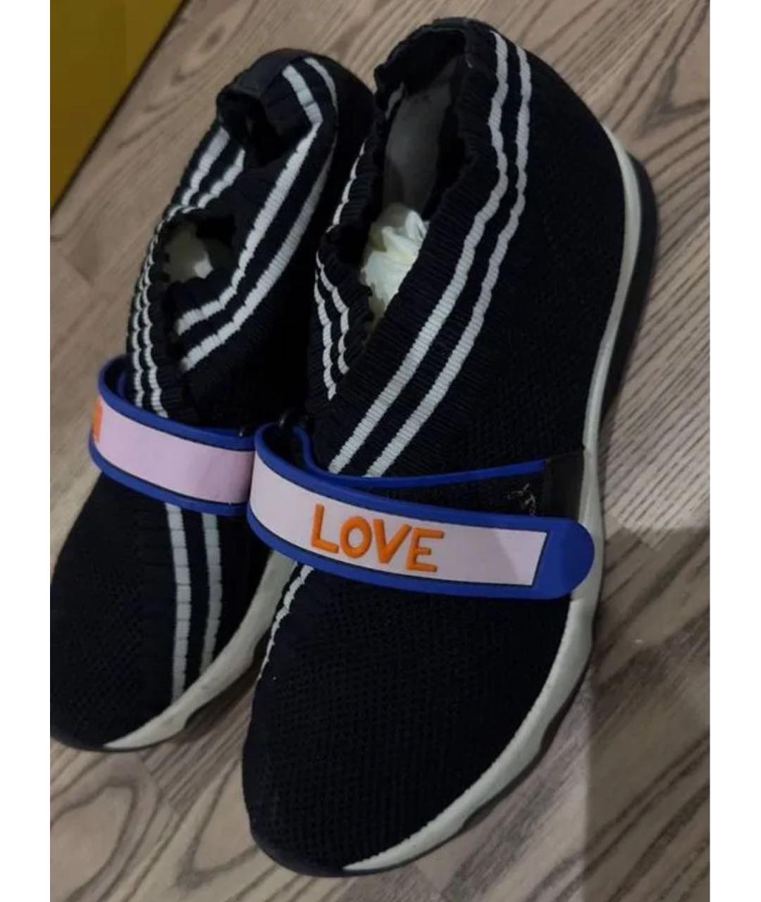 FENDI Черные текстильные кроссовки, фото 4