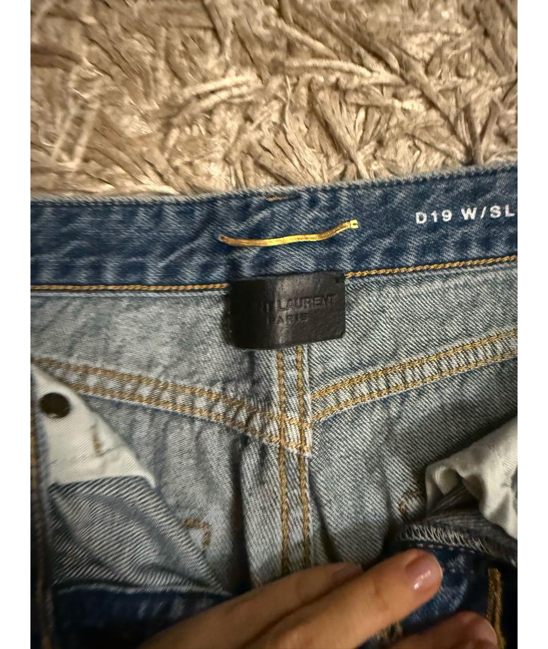 SAINT LAURENT Синие хлопковые прямые джинсы, фото 6