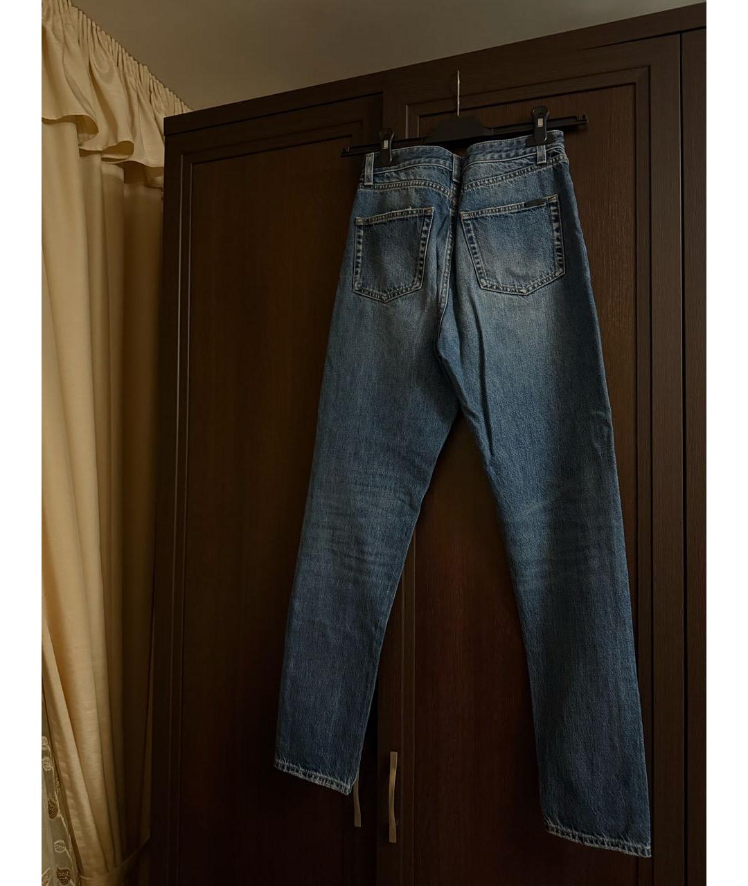 SAINT LAURENT Синие хлопковые прямые джинсы, фото 3