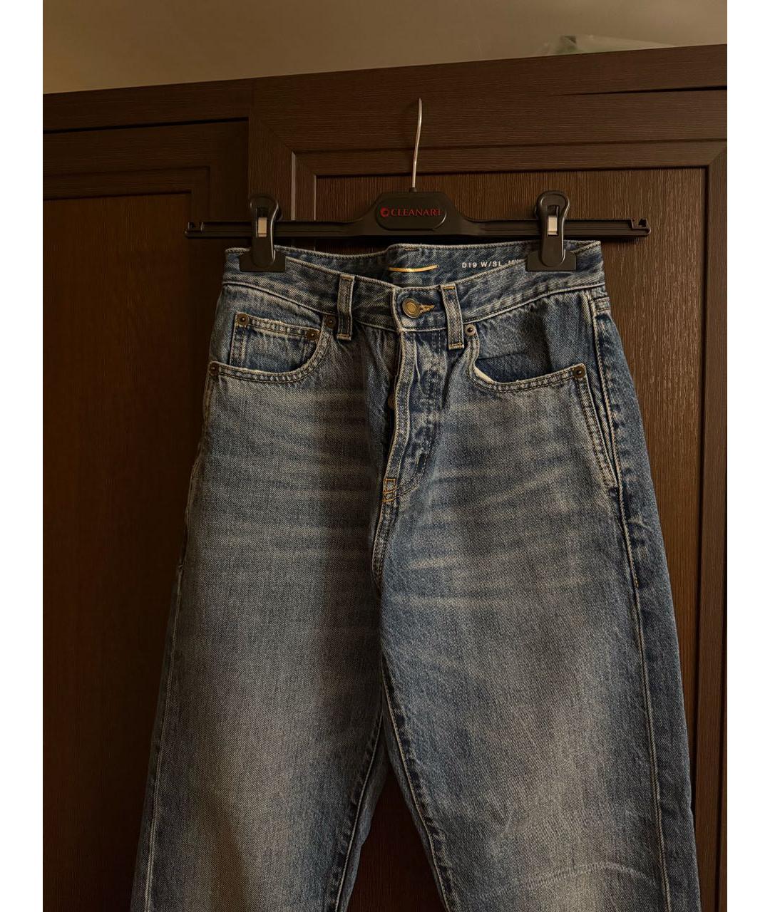 SAINT LAURENT Синие хлопковые прямые джинсы, фото 2