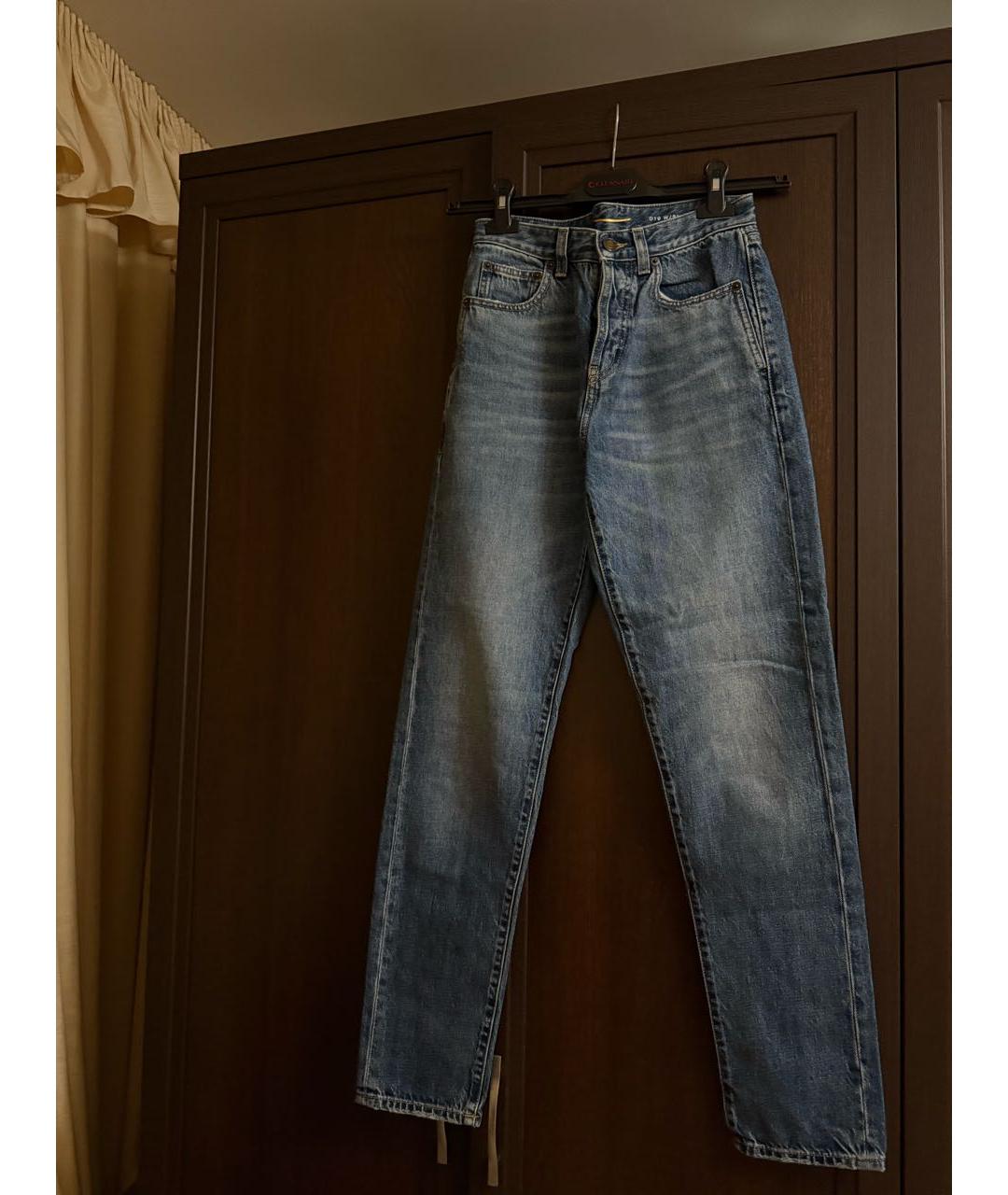 SAINT LAURENT Синие хлопковые прямые джинсы, фото 7