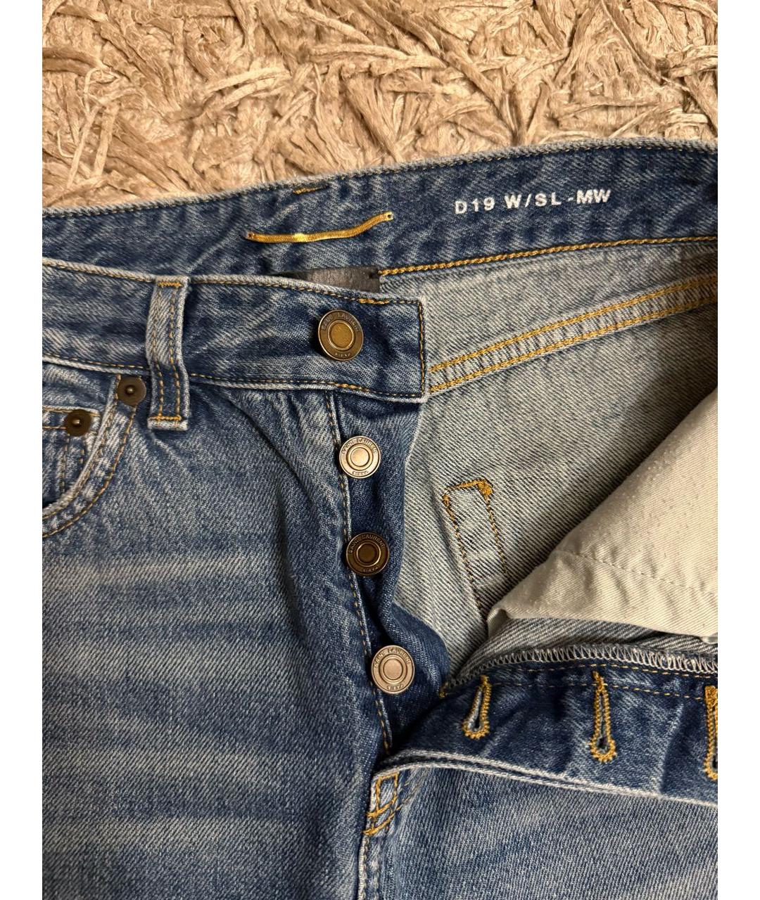 SAINT LAURENT Синие хлопковые прямые джинсы, фото 5
