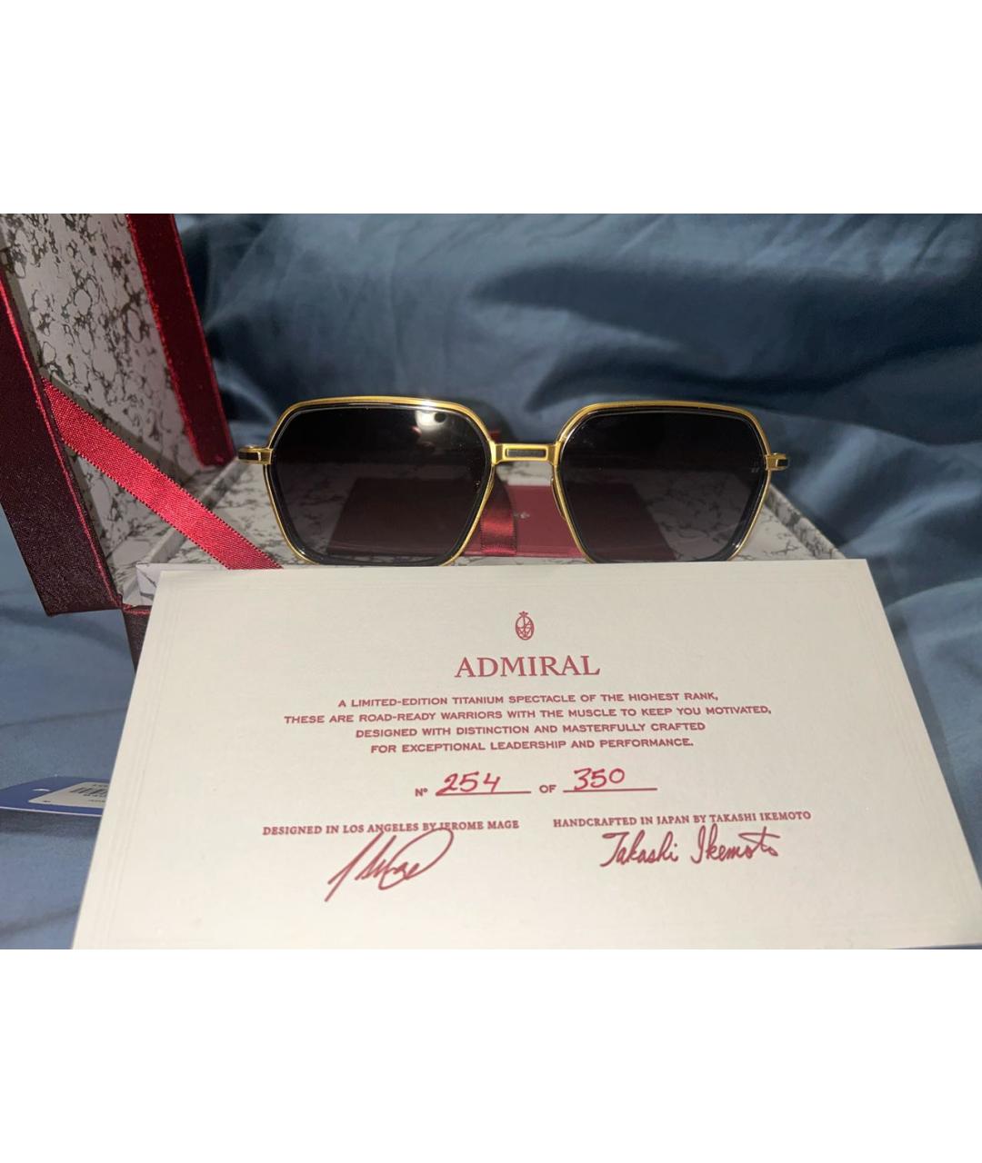 JACQUES MARIE MAGE Золотые металлические солнцезащитные очки, фото 1