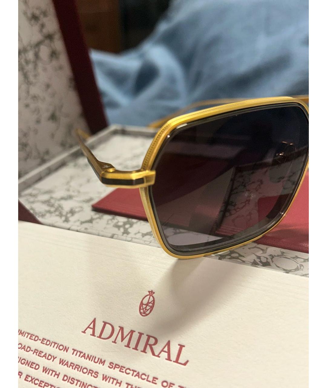 JACQUES MARIE MAGE Золотые металлические солнцезащитные очки, фото 3