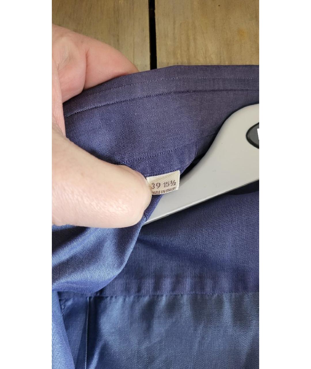 ZILLI Синяя хлопковая кэжуал рубашка, фото 5