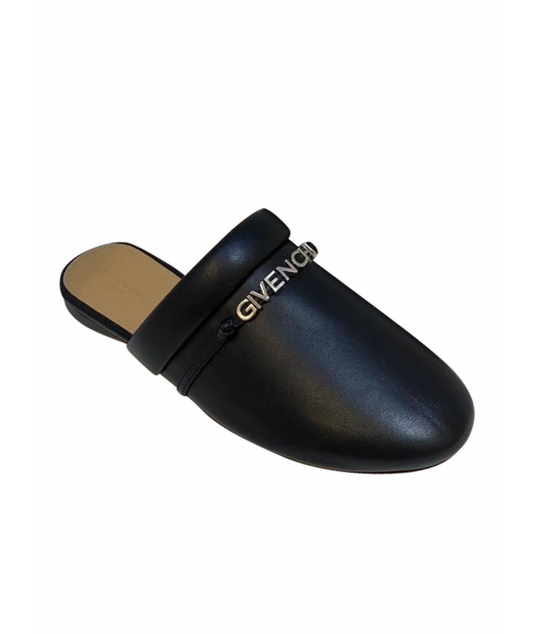 GIVENCHY Черные кожаные сабо, фото 1