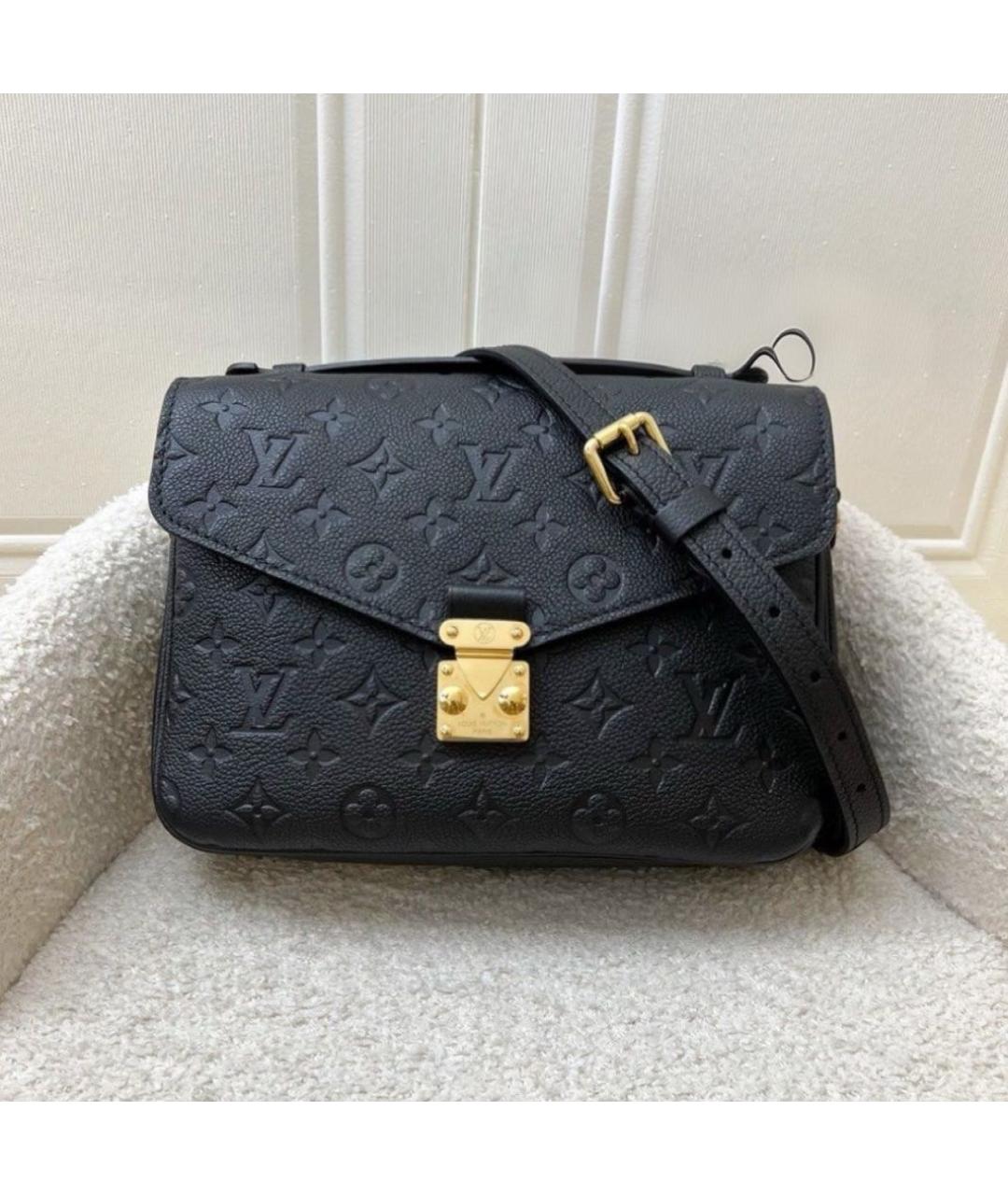 LOUIS VUITTON Черная кожаная сумка через плечо, фото 6