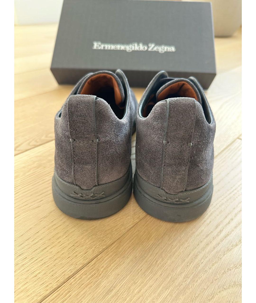 ERMENEGILDO ZEGNA XXX Темно-синие замшевые низкие кроссовки / кеды, фото 4