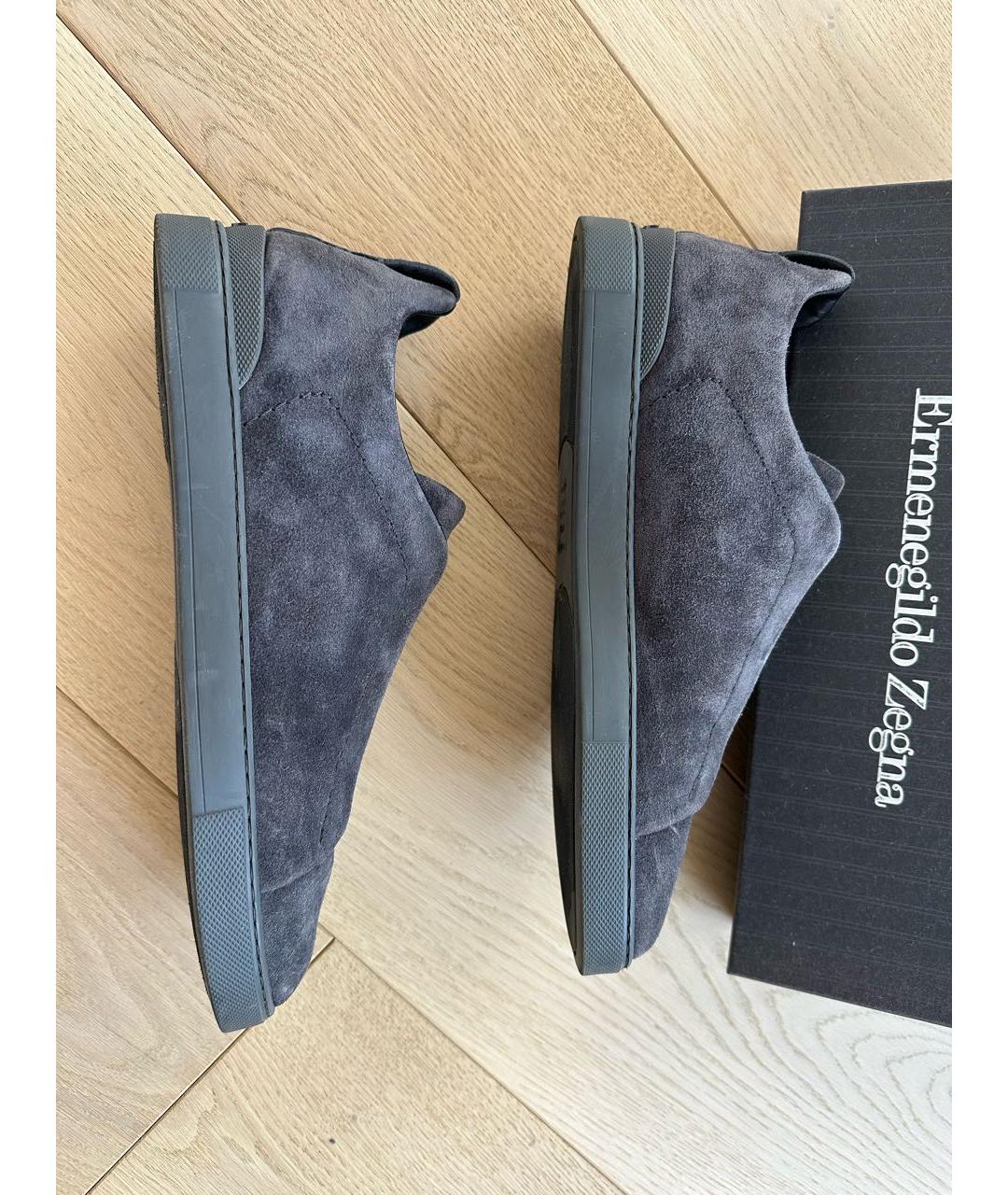 ERMENEGILDO ZEGNA XXX Темно-синие замшевые низкие кроссовки / кеды, фото 7