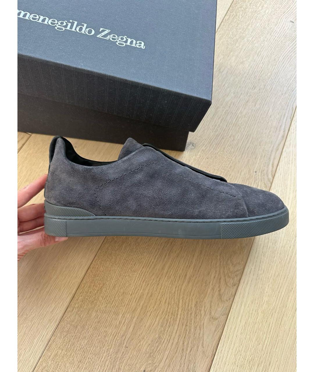 ERMENEGILDO ZEGNA XXX Темно-синие замшевые низкие кроссовки / кеды, фото 9