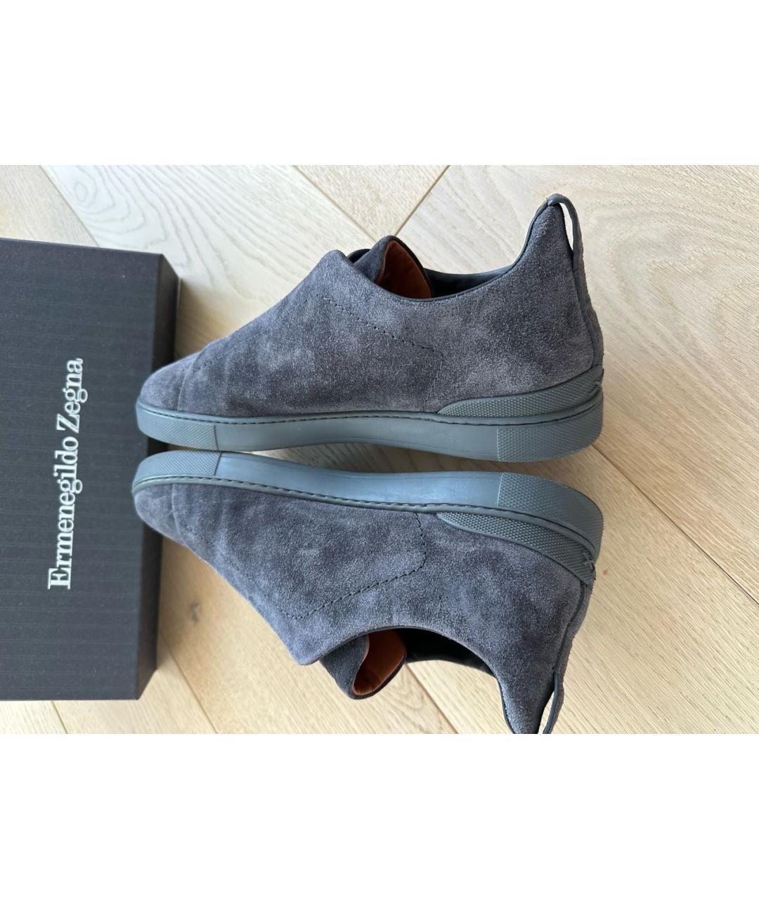 ERMENEGILDO ZEGNA XXX Темно-синие замшевые низкие кроссовки / кеды, фото 5