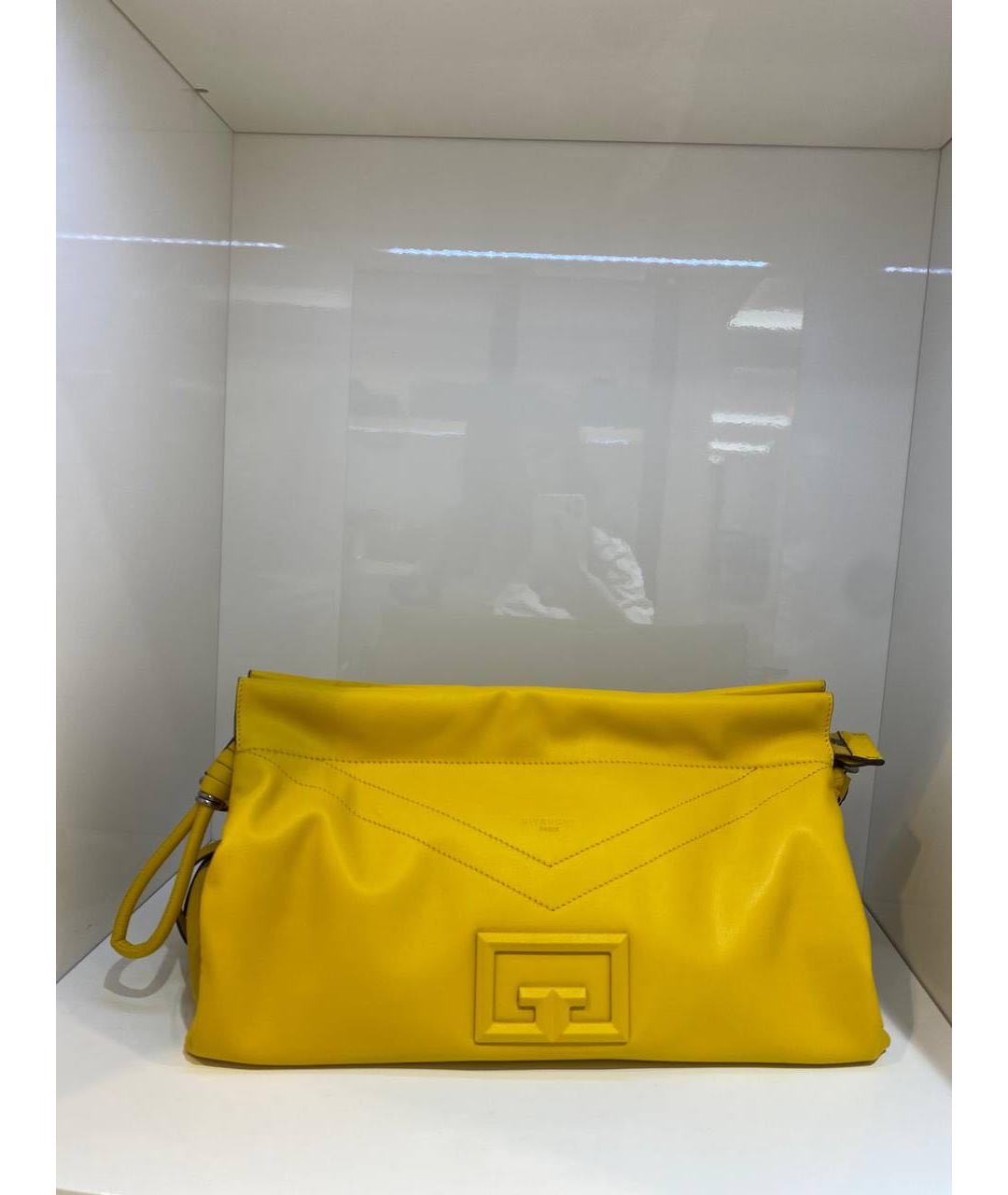 GIVENCHY Желтая кожаная сумка с короткими ручками, фото 4
