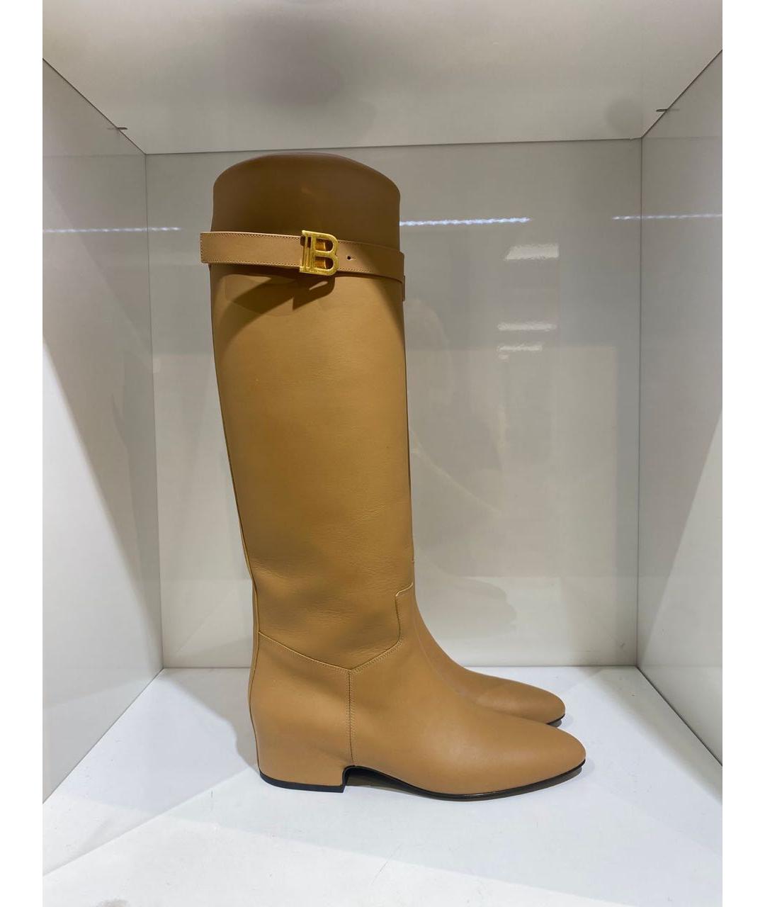 BALMAIN Коричневые кожаные сапоги, фото 4