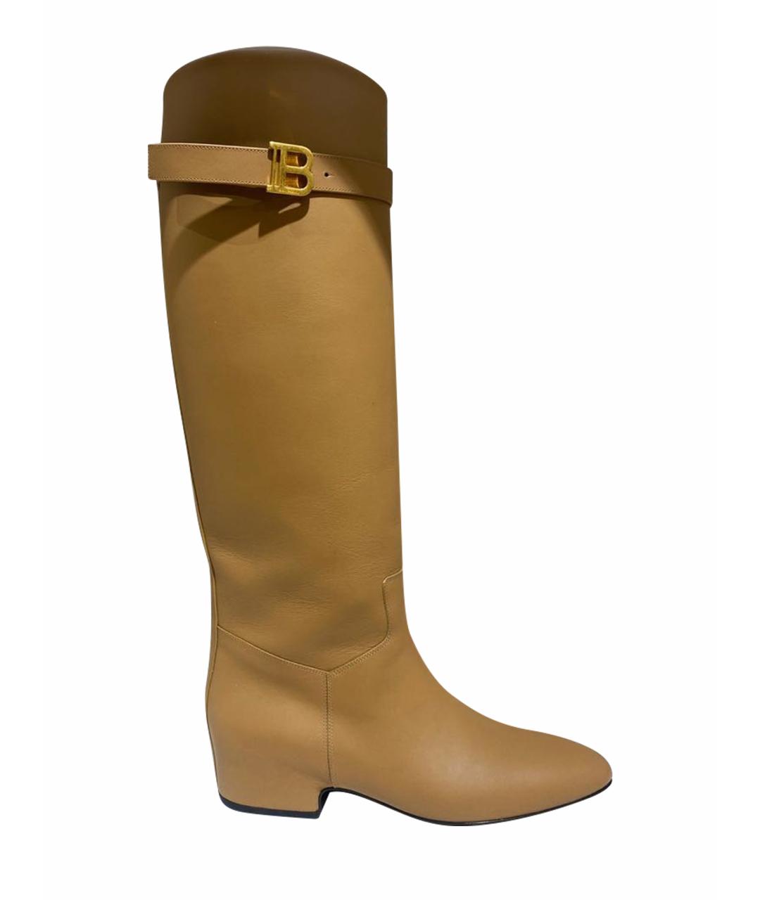 BALMAIN Коричневые кожаные сапоги, фото 1