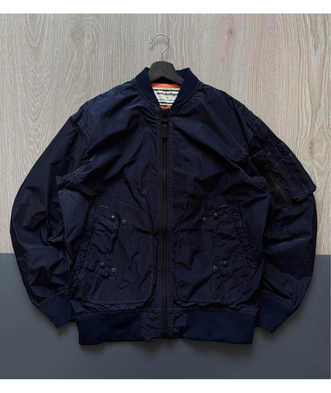 ONITSUKA TIGER Темно-синяя полиэстеровая куртка, фото 7