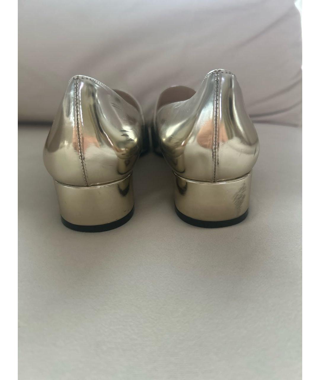 CHRISTIAN DIOR Серебряные кожаные лодочки на низком каблуке, фото 4