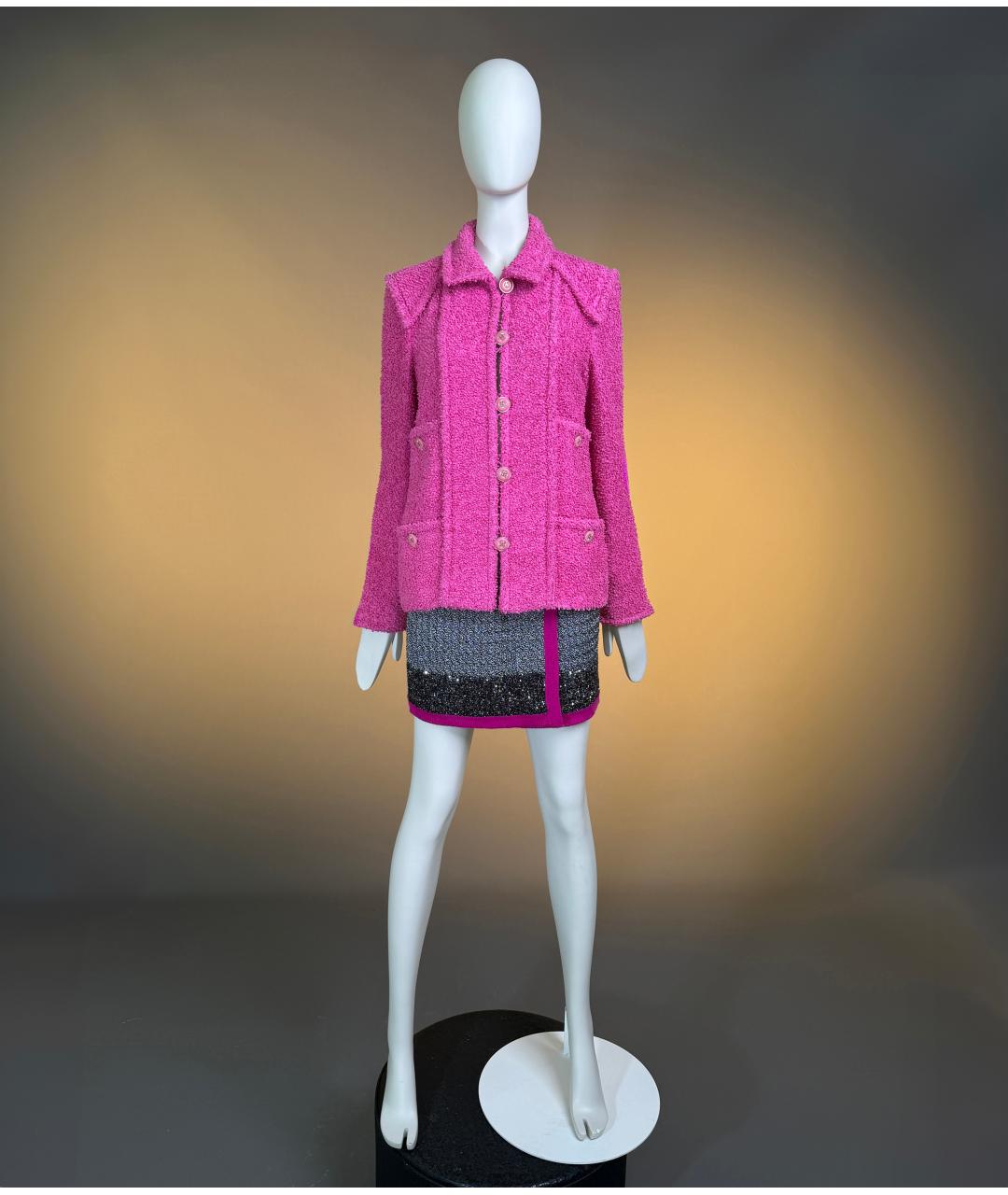 CHANEL Фуксия твидовый жакет/пиджак, фото 5