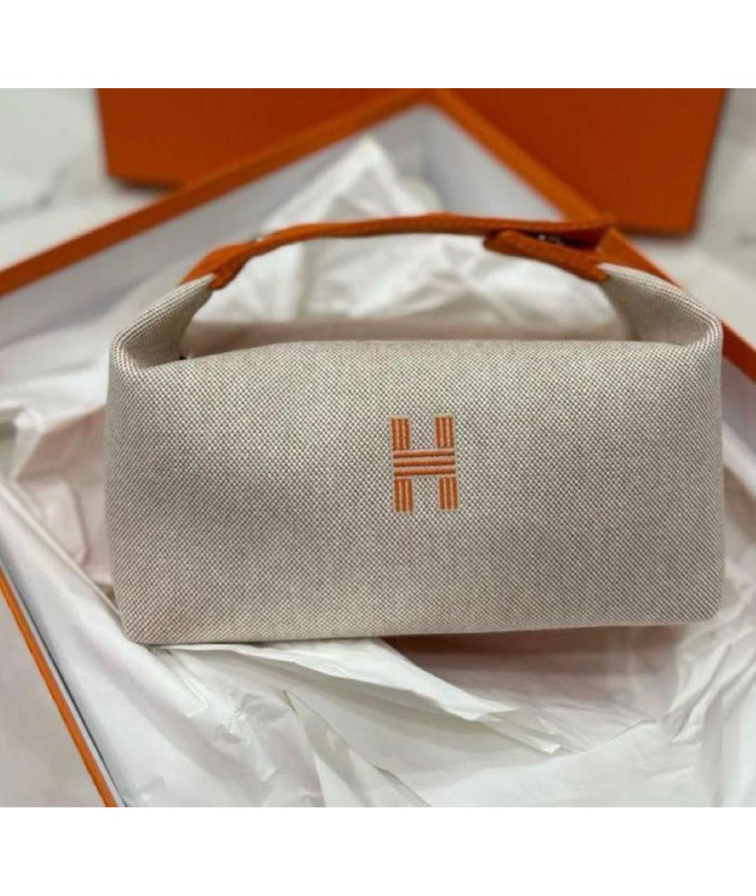 HERMES Оранжевая хлопковая косметичка, фото 2