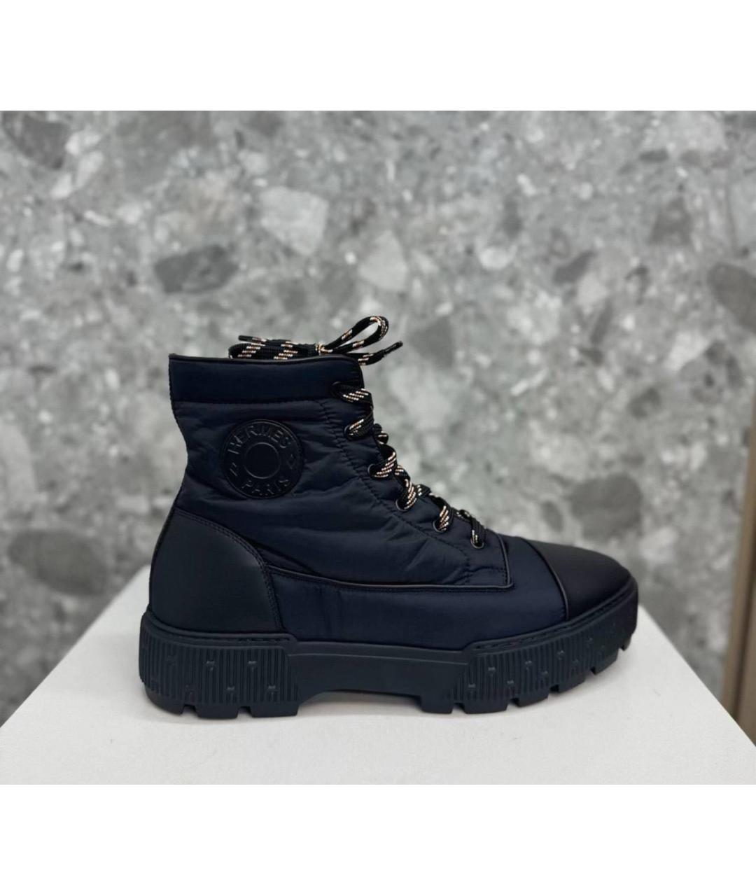 HERMES Темно-синие высокие ботинки, фото 1