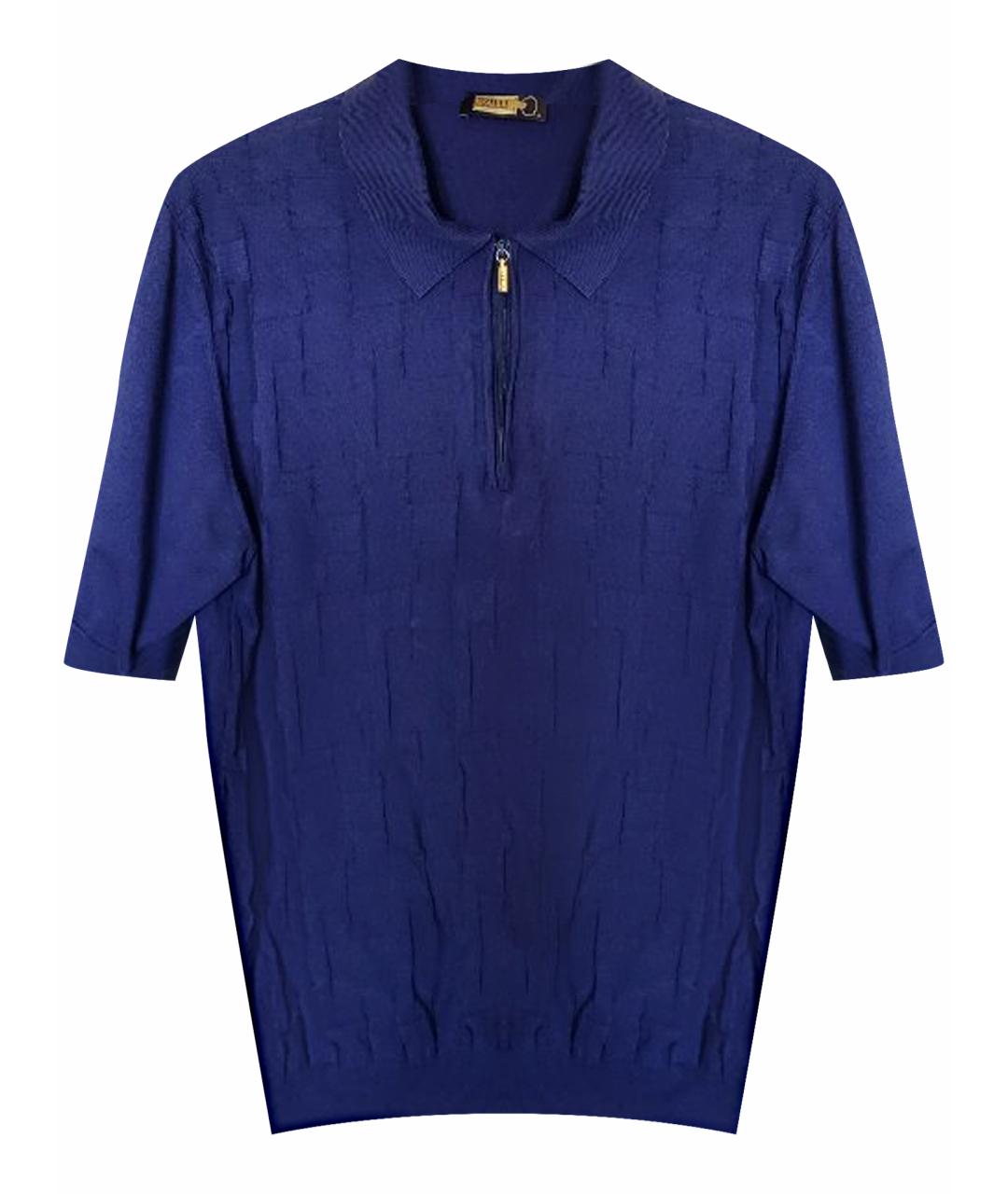 ZILLI Синее хлопковое поло с коротким рукавом, фото 1