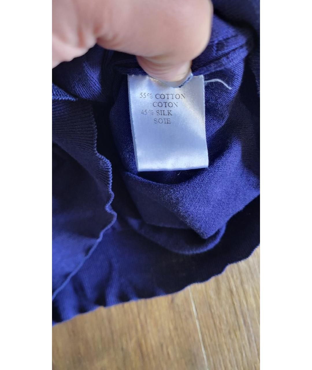 ZILLI Синее хлопковое поло с коротким рукавом, фото 7