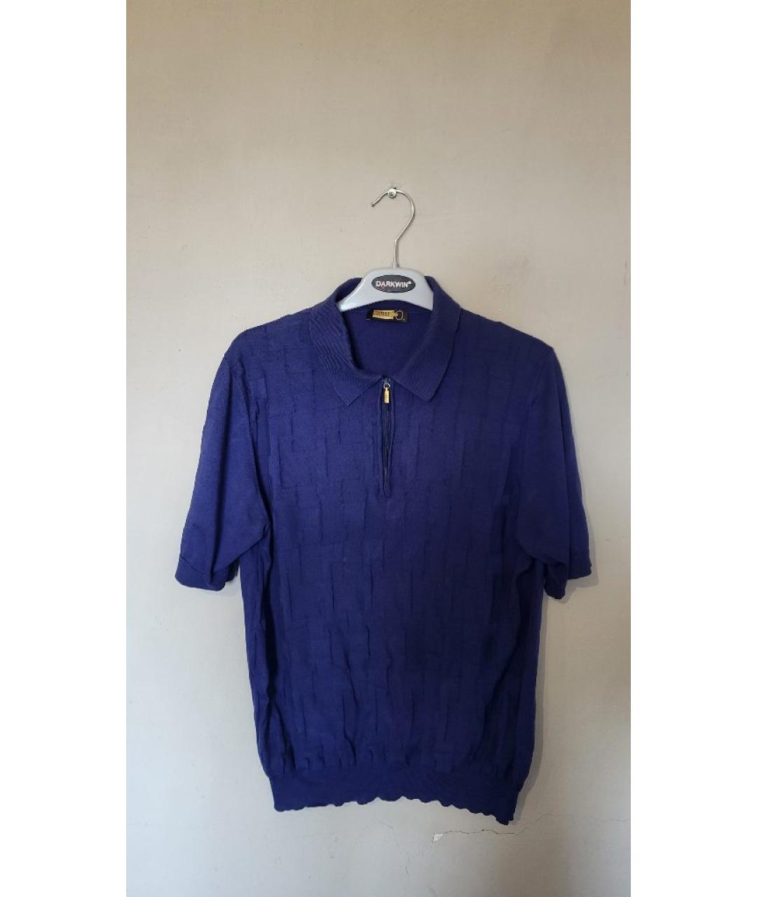 ZILLI Синее хлопковое поло с коротким рукавом, фото 8