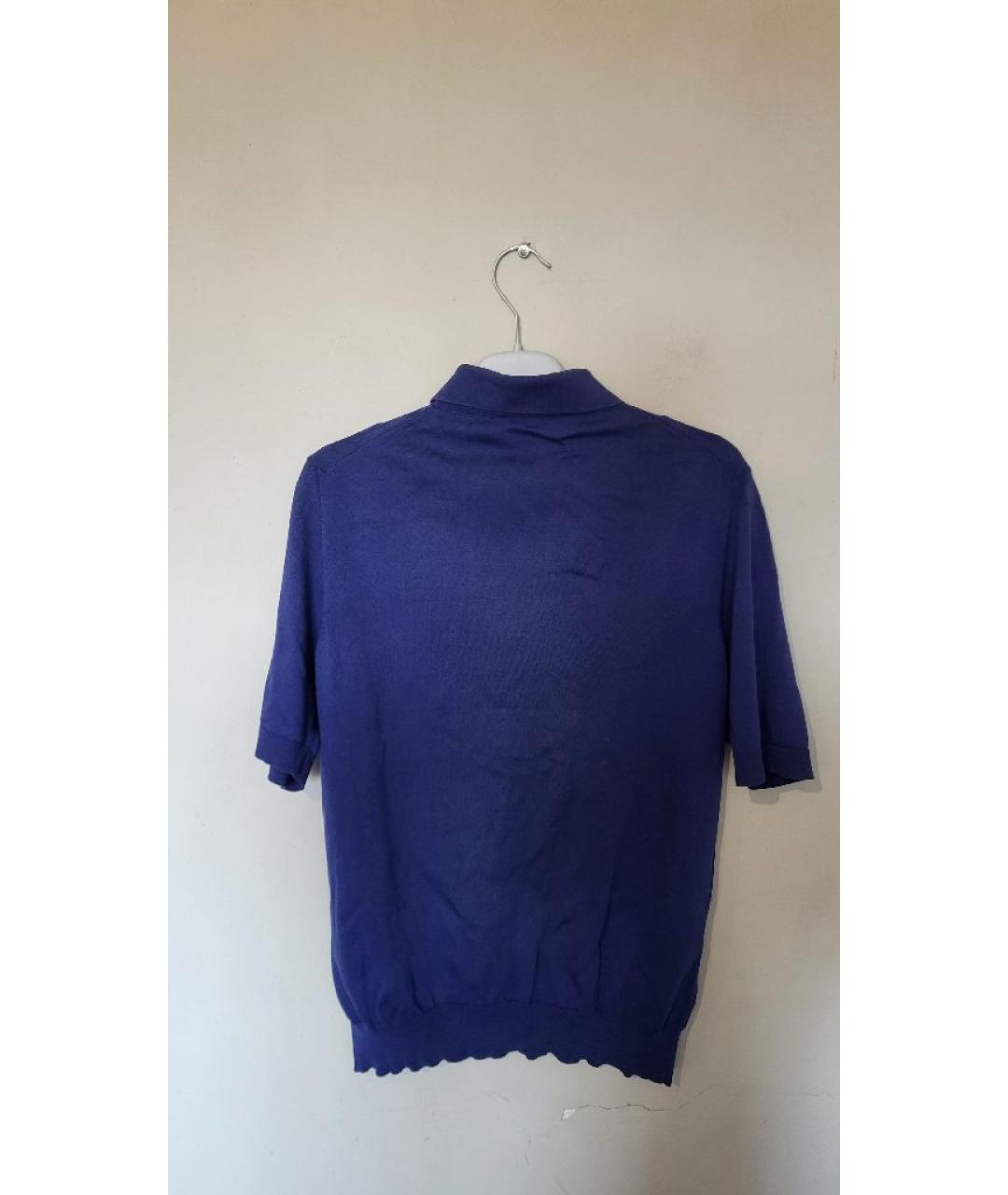 ZILLI Синее хлопковое поло с коротким рукавом, фото 2