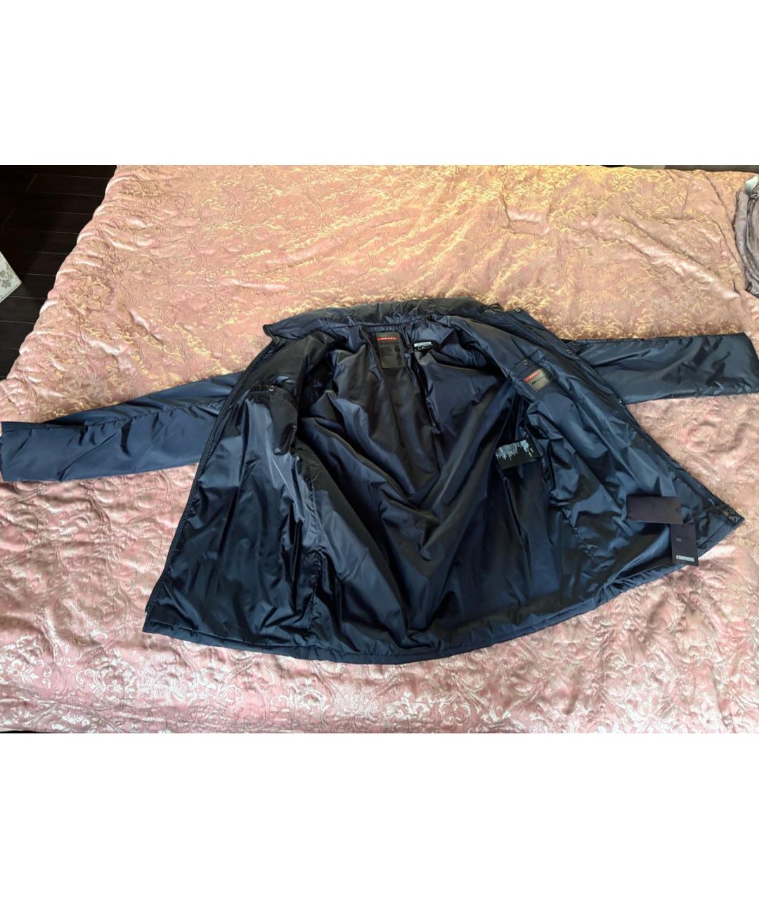 PRADA Темно-синяя полиэстеровая куртка, фото 4