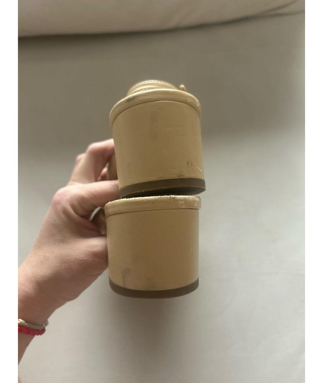 CHANEL Бежевые кожаные босоножки, фото 6