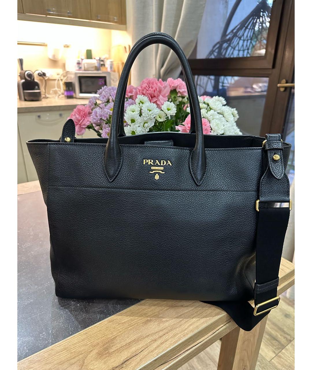 PRADA Черная кожаная сумка с короткими ручками, фото 9