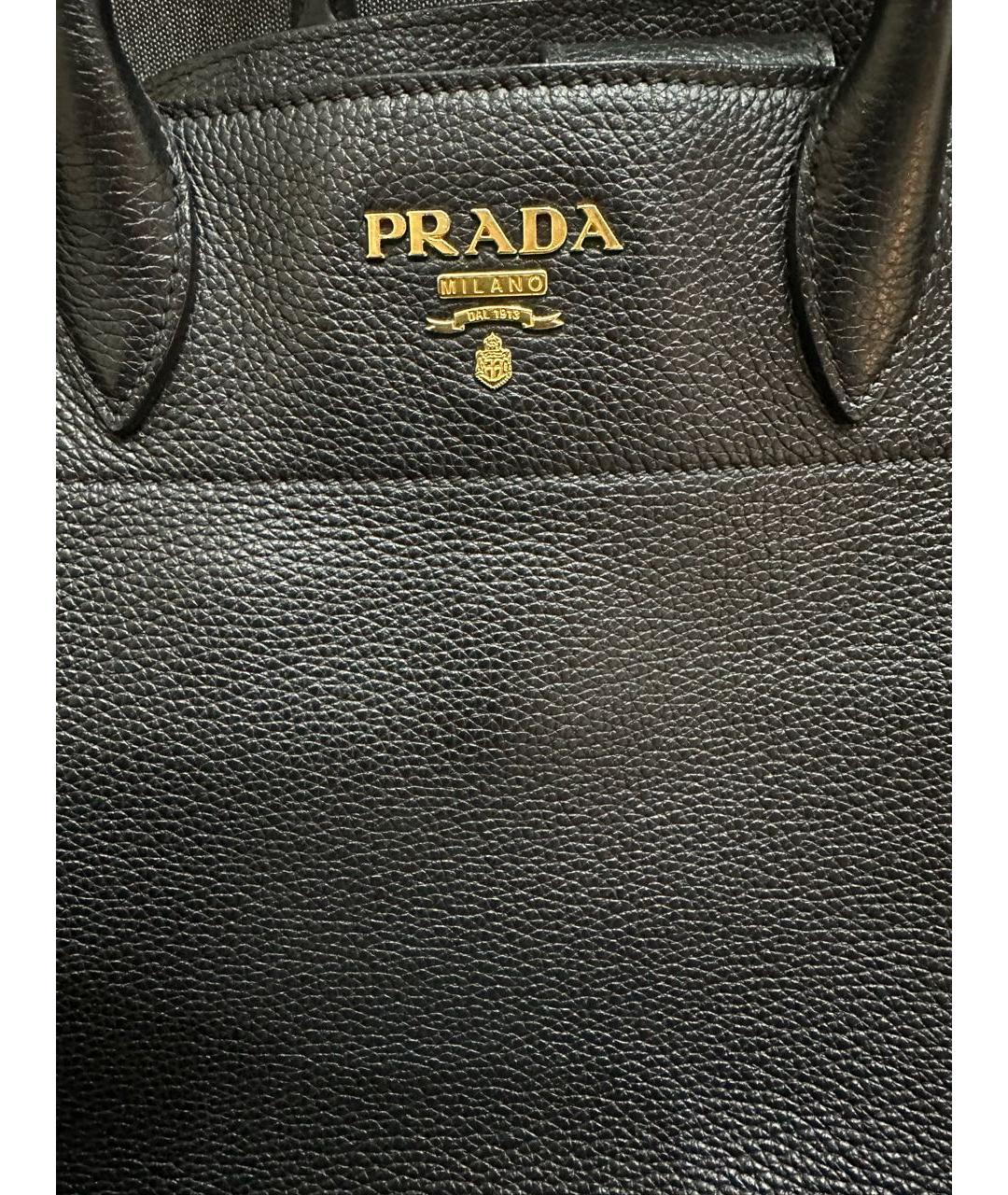 PRADA Черная кожаная сумка с короткими ручками, фото 5