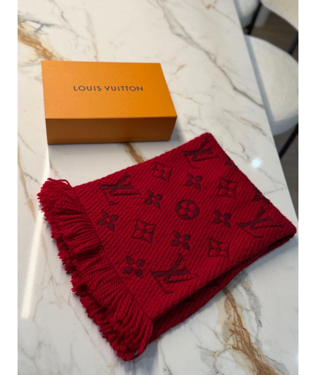 LOUIS VUITTON Красный шерстяной шарф, фото 3