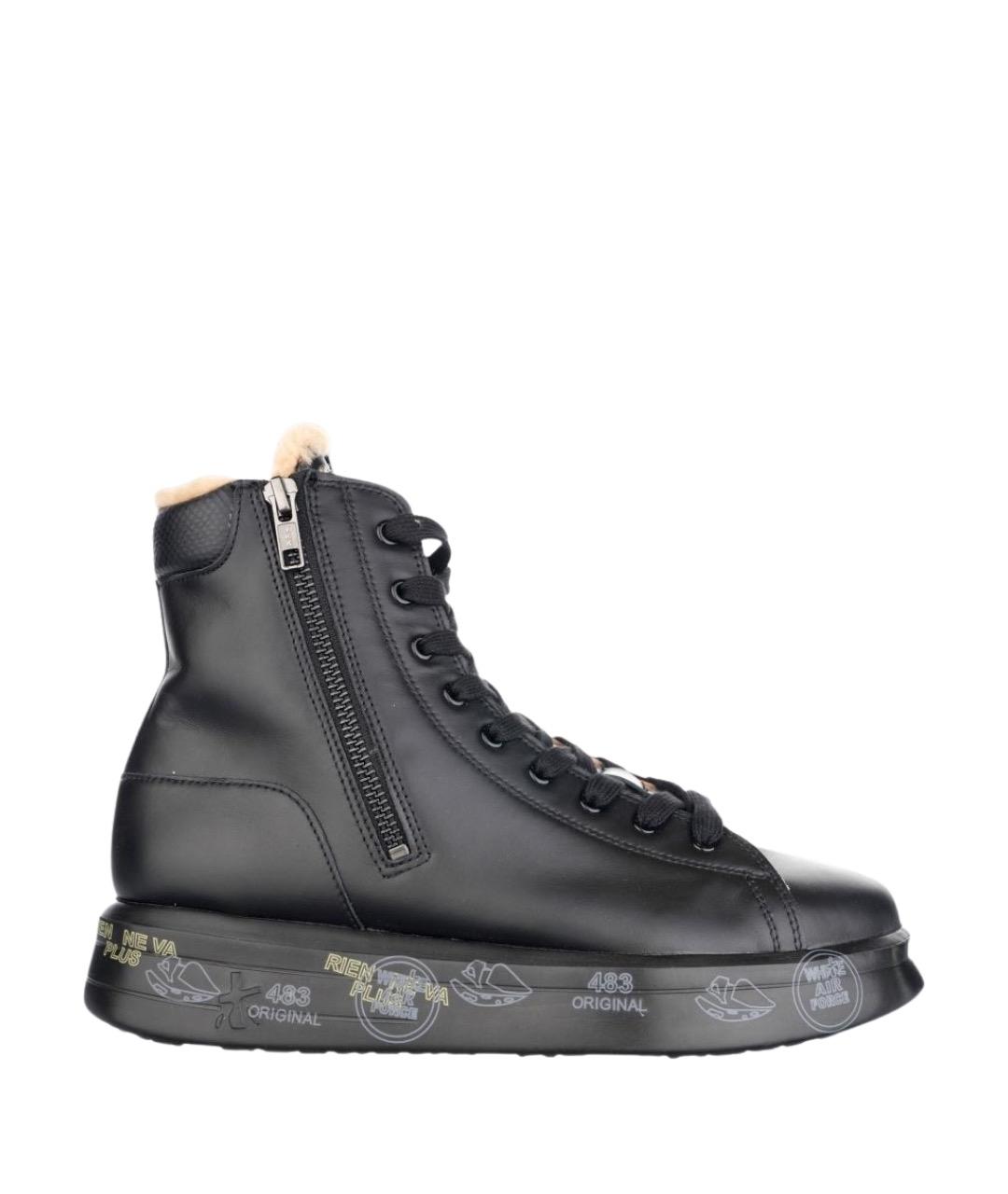 PREMIATA Черные кожаные кеды, фото 1