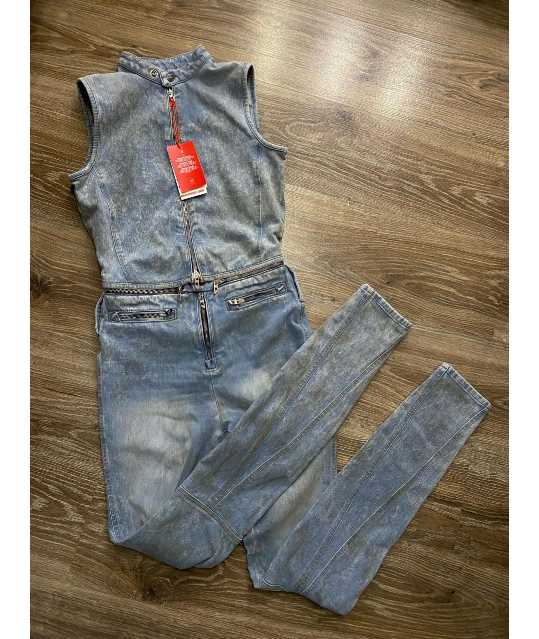 DIESEL Голубой хлопко-эластановый комбинезон, фото 5