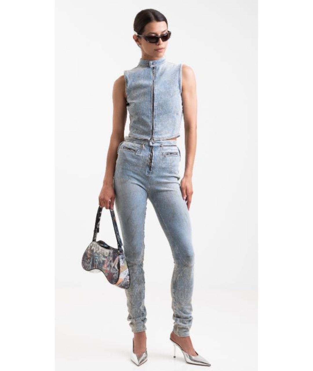 DIESEL Голубой хлопко-эластановый комбинезон, фото 6