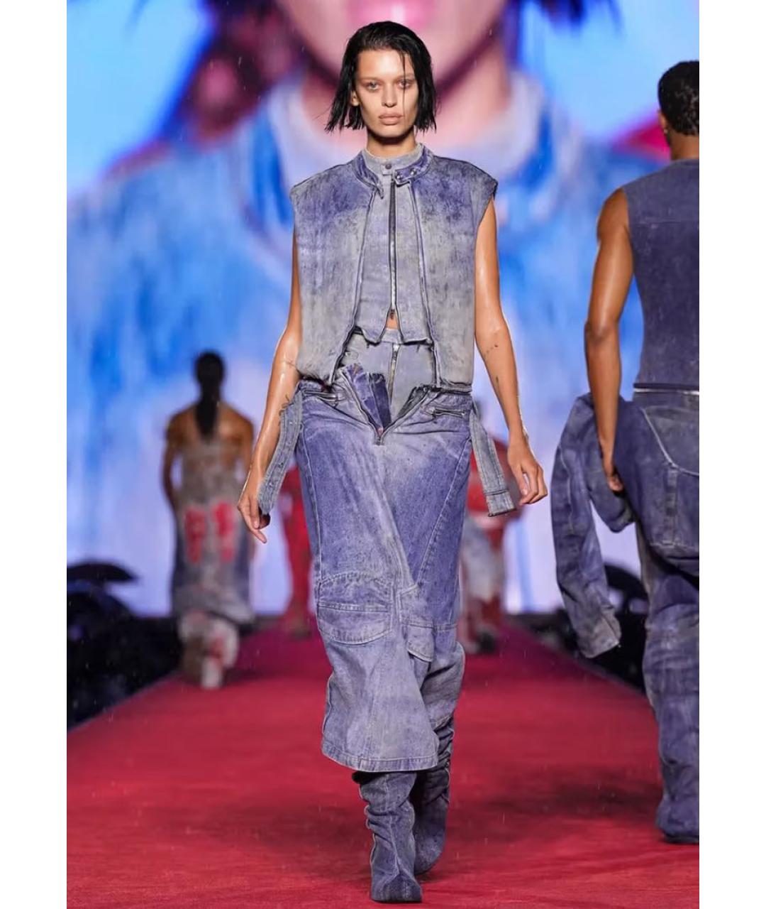 DIESEL Голубой хлопко-эластановый комбинезон, фото 2