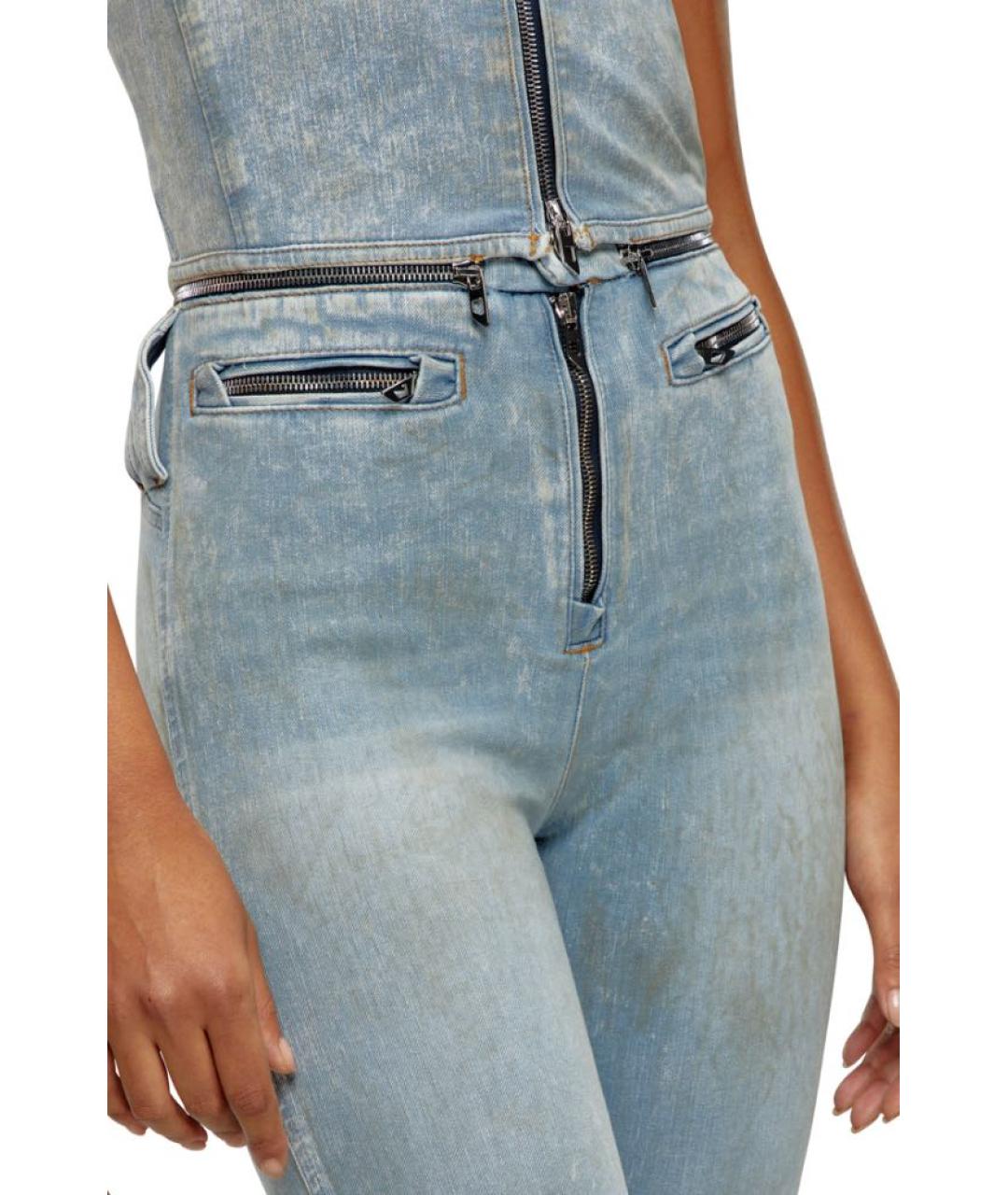 DIESEL Голубой хлопко-эластановый комбинезон, фото 8