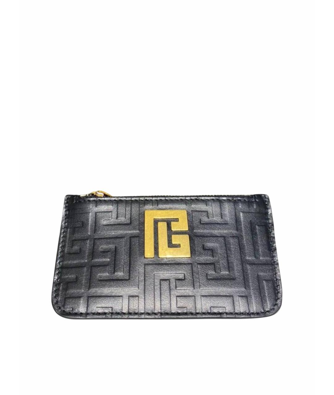 BALMAIN Черный кожаный кошелек, фото 1