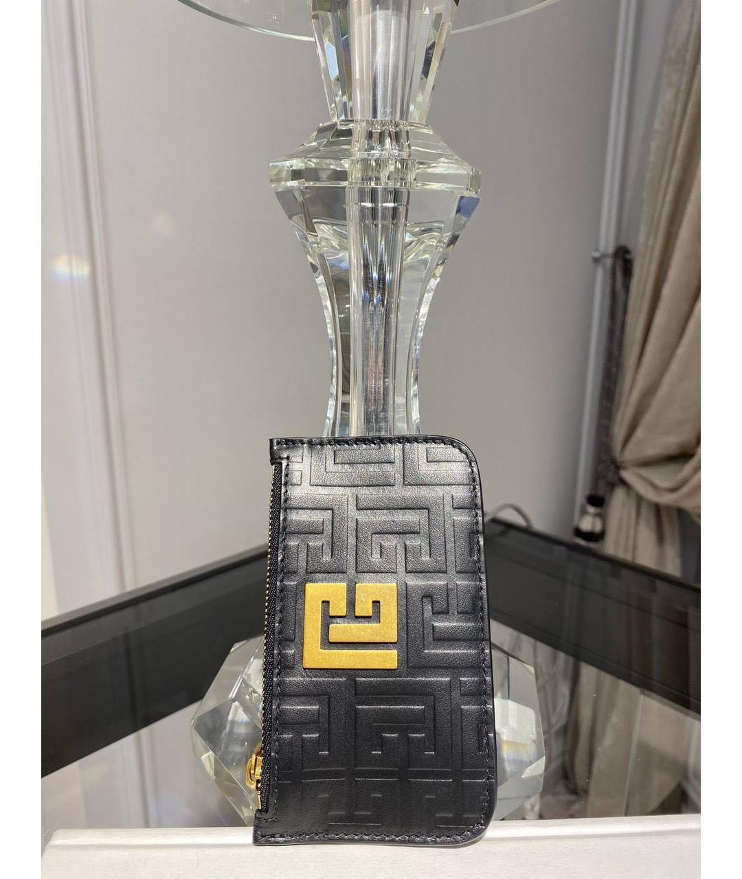 BALMAIN Черный кожаный кошелек, фото 2