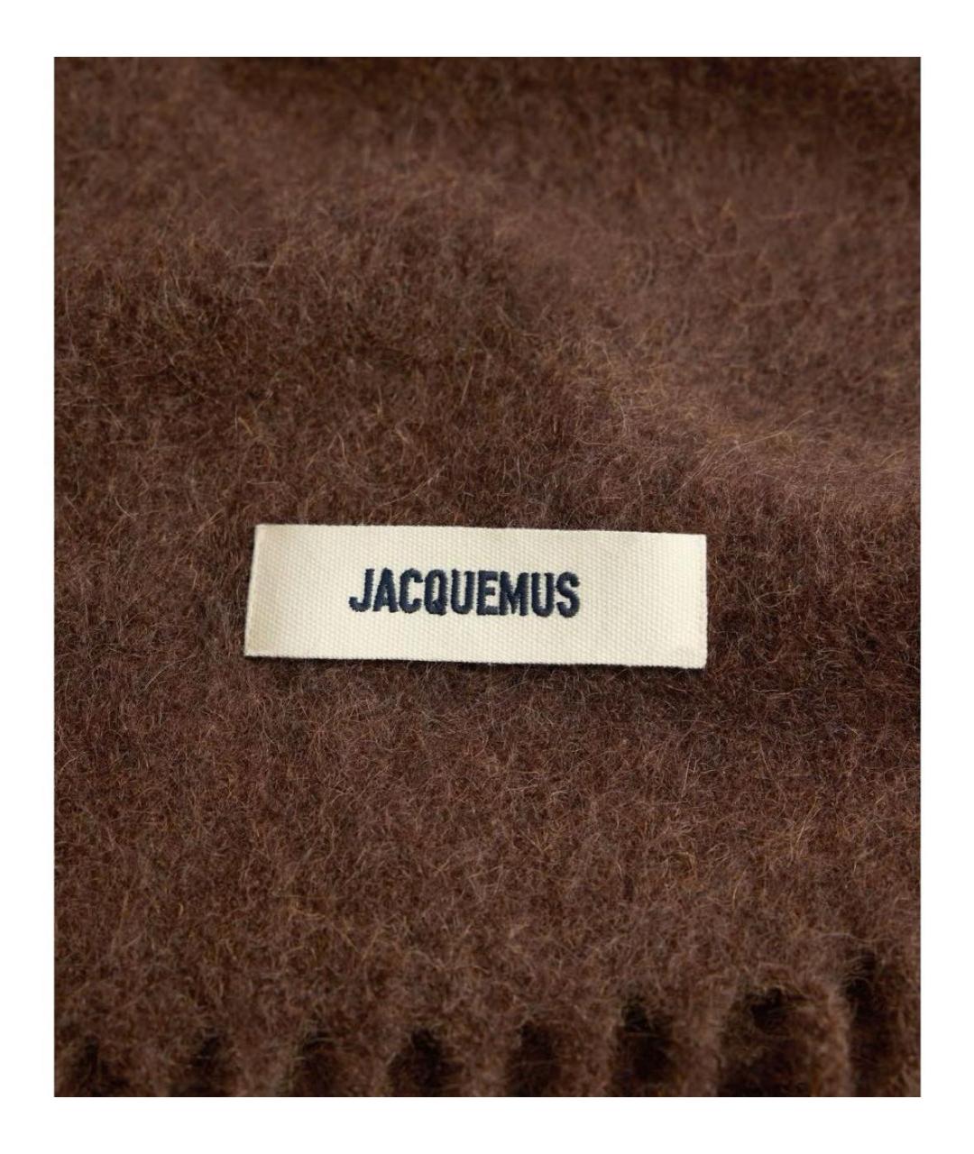 JACQUEMUS Коричневый шерстяной шарф, фото 3