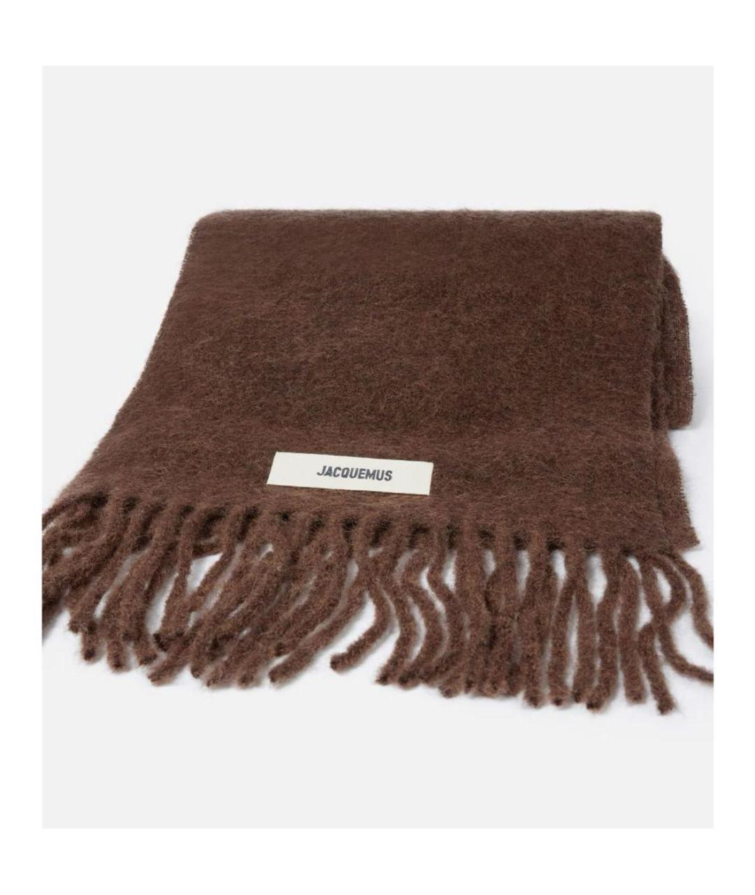 JACQUEMUS Коричневый шерстяной шарф, фото 2