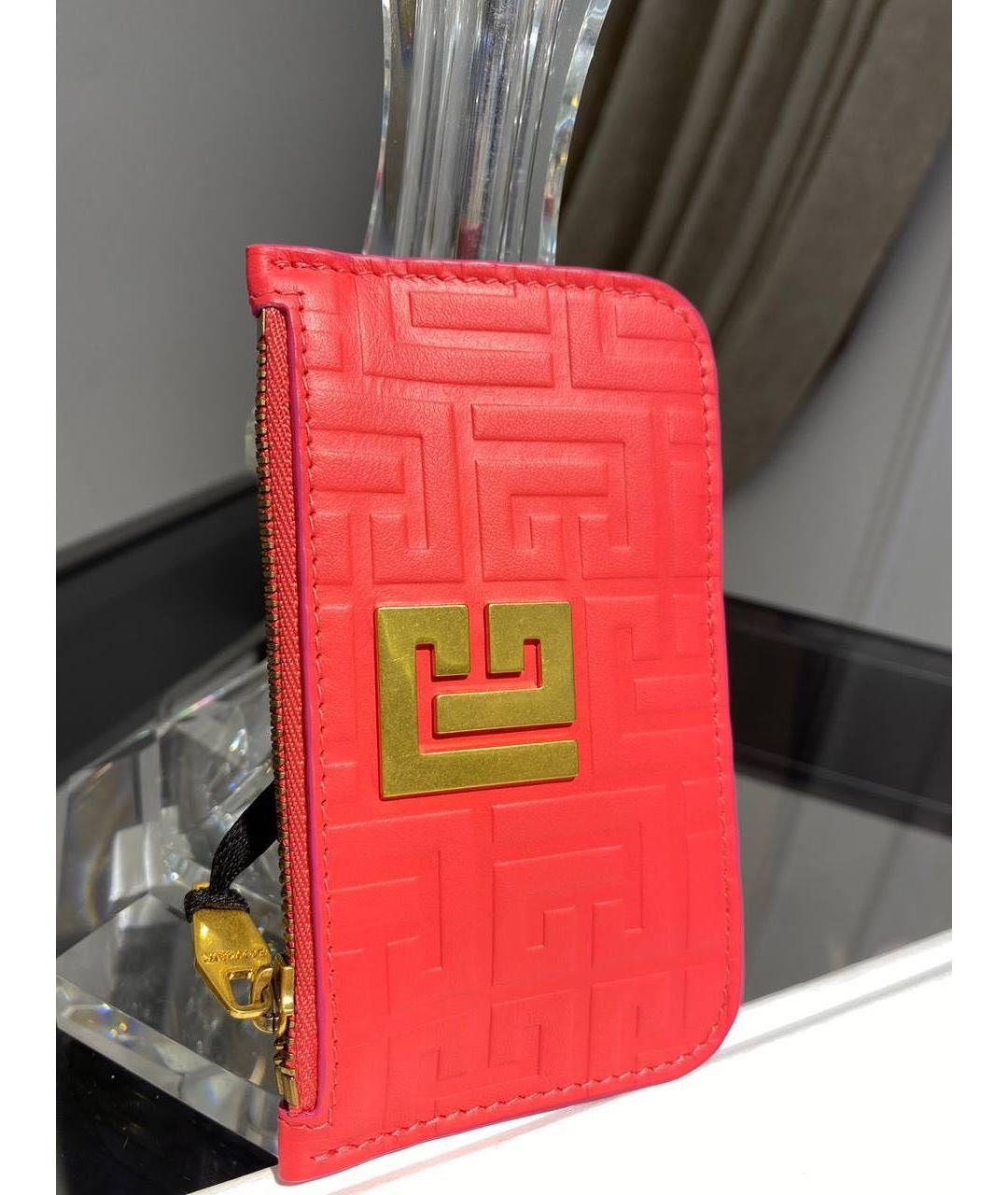 BALMAIN Коралловый кожаный кошелек, фото 3