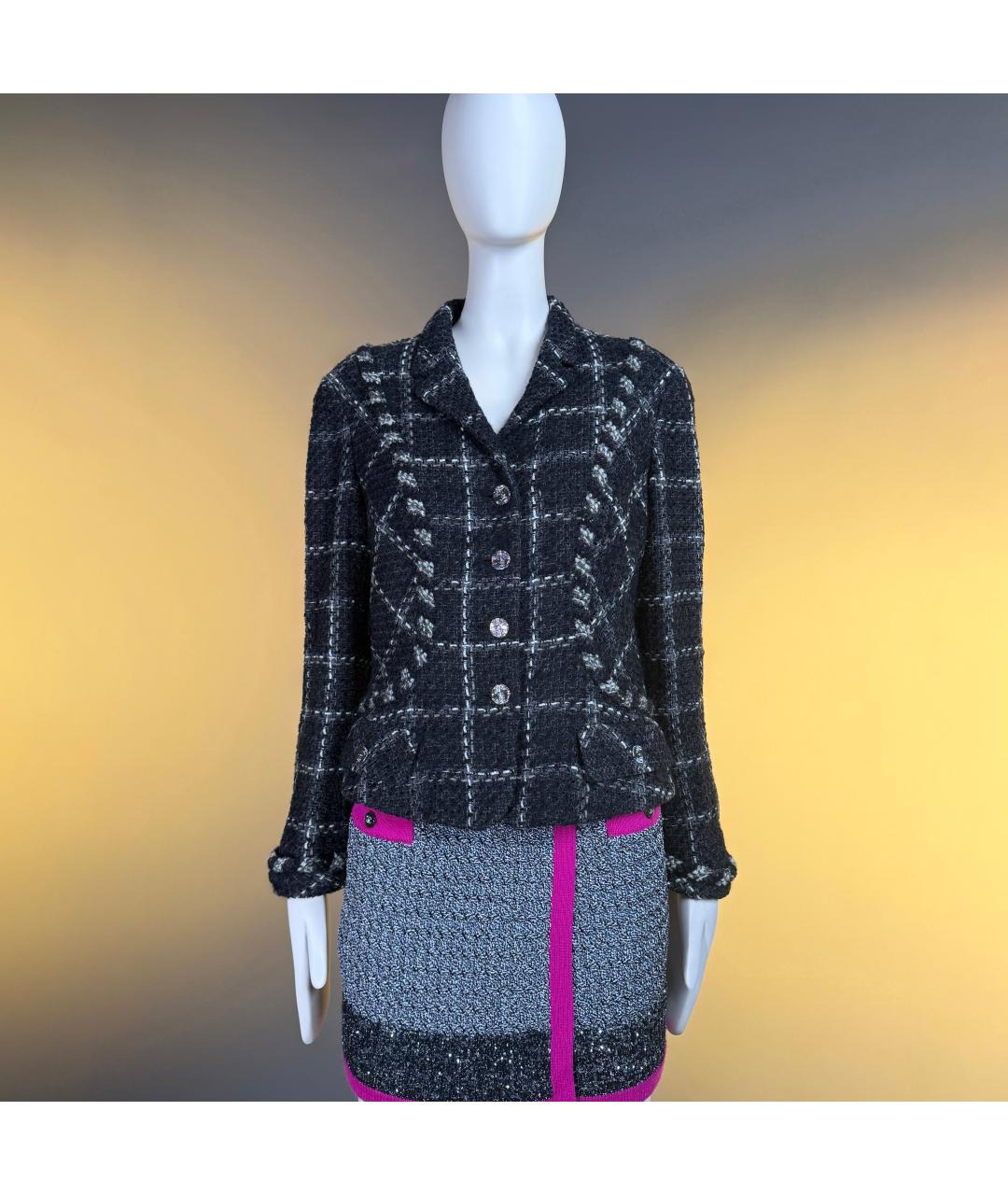 CHANEL Черный твидовый жакет/пиджак, фото 2