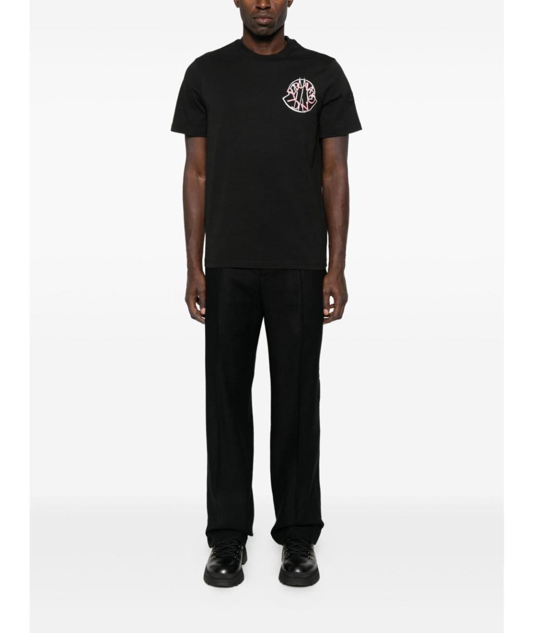 MONCLER Черная хлопковая футболка, фото 2