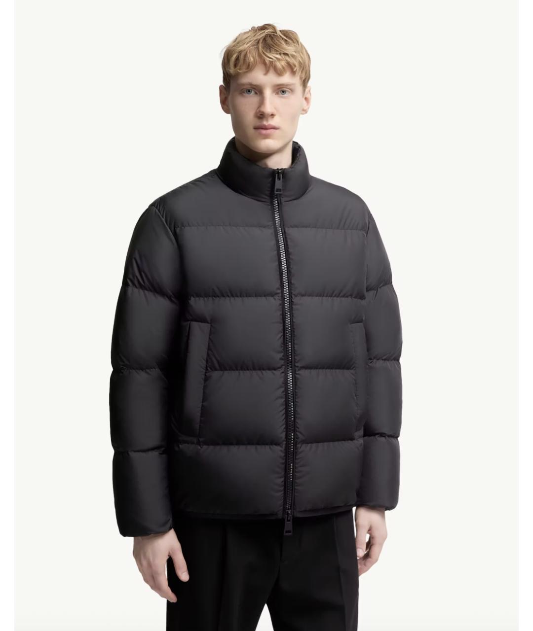 MONCLER Черный полиэстеровый пуховик, фото 4