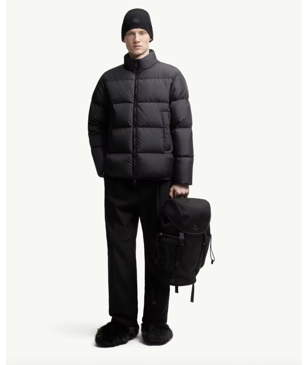 MONCLER Черный полиэстеровый пуховик, фото 2