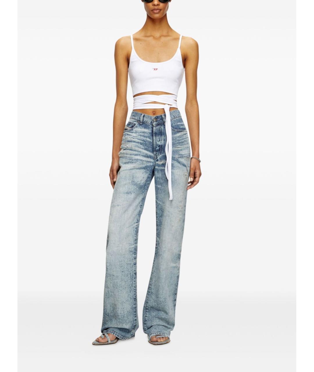 DIESEL Синие хлопковые прямые джинсы, фото 2