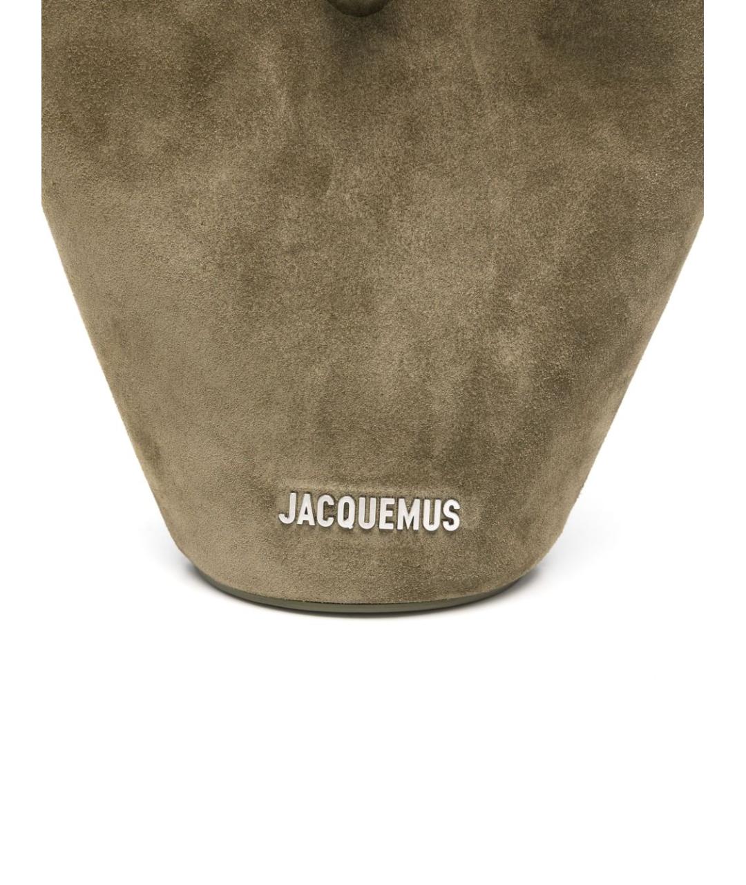 JACQUEMUS Хаки замшевая сумка тоут, фото 5
